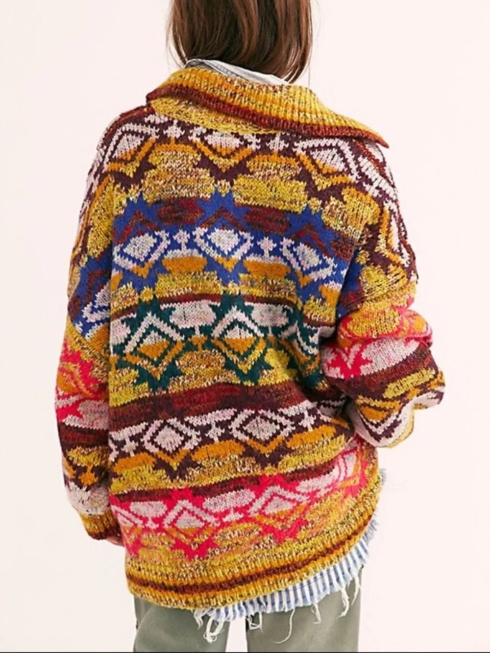 FREE PEOPLE ISLE OF SKYE SWEATER COAT NORDIC WOOL ALPACA CARDIGAN SIZE XS/S